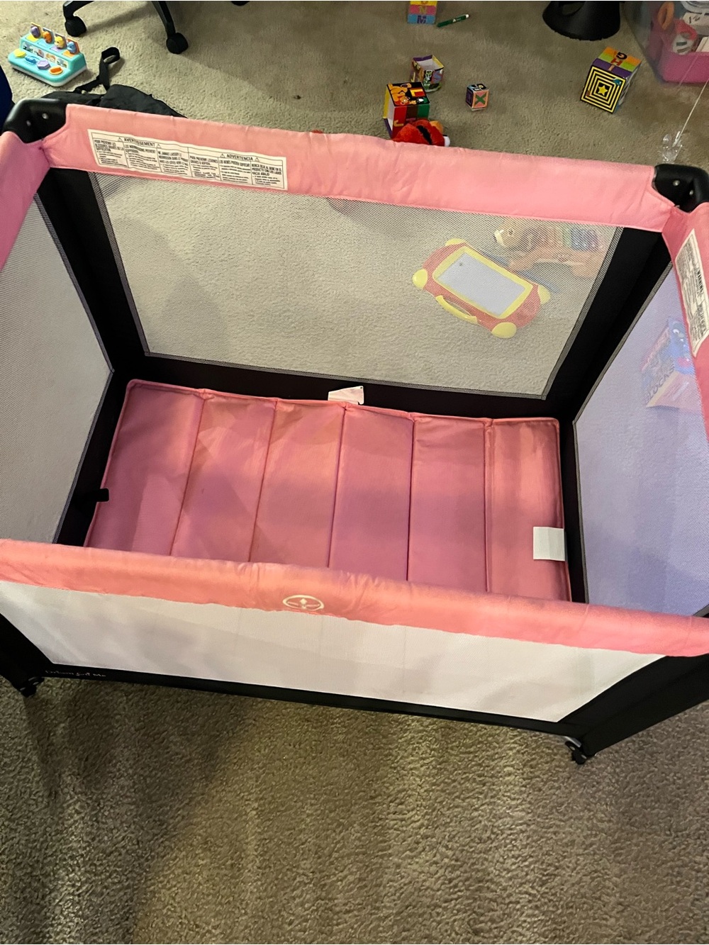 Pink Portable Playpen for Kids - Soft Padded Play Space